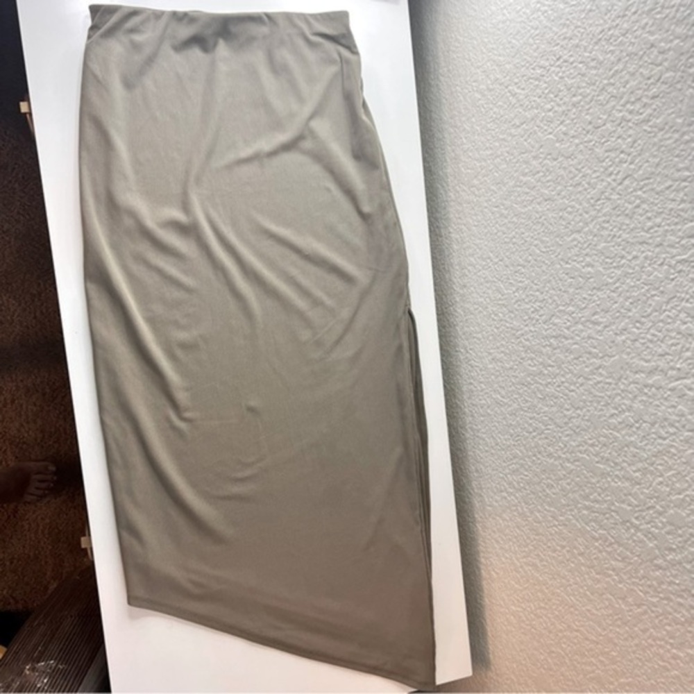 AFRM Asymmetrical Midi‎ Tan Side Slit Skirt